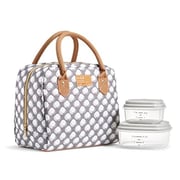Medport 7039FF2967 Fit & Fresh Feline Fine Chic Dot Bloomington Lunch Bag, Grey