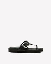 Extra Wide Width, Black Thong Sandal with Velcro Buckle