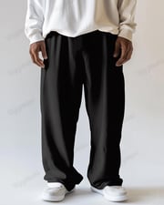 Autumn And Winter All-match Solid Color Men's Loose Plus Size Straight Long Sweetpants