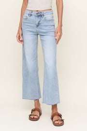 High Rise Wide Leg Raw Hem