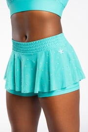 Mesh Overlay Skirt in Aqua
