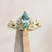 "ARTEMISIA" - KITE CUT LAB-GROWN GREEN SAPPHIRE ENGAGEMENT RING WITH DIAMOND ACCENTS