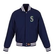 Women's Seattle Mariners JH Design Navy Embroidered Logo All-Wool Jacket