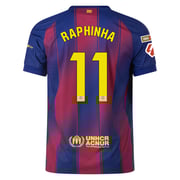 Nike Barcelona Authentic Raphinha Home Jersey w/ La Liga Champion Patches 25/26 (Deep Royal Blue/Midwest Gold)