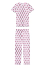 Pima Crew Short-Long Set in Cabernet Cottage Floral