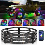 15.5″/17″ V1 RGB+IC Chasing Color Wheel Ring Lights Kit with APP Control, Double-Row Neon Wheel Rim Lights