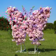 5.9x5.9ft Flower Wall With Artificial Pink & Purple Roses Butterfly Floral Decoration For Party
