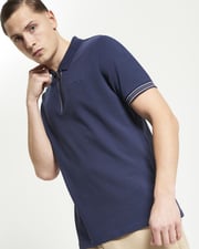 Placket Interest Pique Polo in Dark Navy