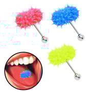 14G Silicone Vibrating Tongue Ring Prickly Straight Barbell Piercing Body Jewelry