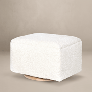 Small Stationary Rectangle Ottoman With Wood Base