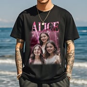 Custom Photo Vintage Tee Personalized Name T-shirt for Men