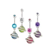 Belly Navel Dangle Ring Glow In The Dark Planet Saturn Surgical Steel