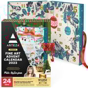 Arteza Advent Calendar 2023 (Fine Art, 24 Days) Art Supplies Holiday Gift for Adults, Includes Acrylic, Oil, Gouache Watercolor