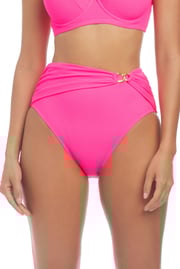 Pique Ole Shirred Hi-Waist Bikini Bottom