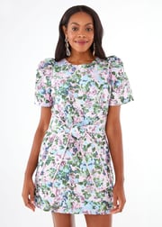 Marty Dress Pink Abstract Floral Jacquard