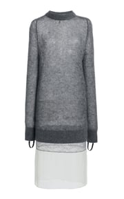 Layered Wool-Blend Midi Dress