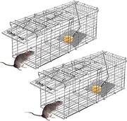 Humane Rat Trap Outdoor Indoor Collapsible Mouse Trap Chipmunk Traps Small Rodents Animal Mice Vole Hamsters Live Cage,Heavy Duty Metal & Reusable Easy to Catch and Release,2 Pack