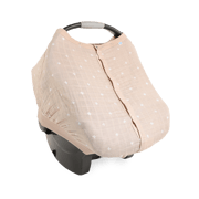 Cotton Muslin Car Seat Canopy - Taupe Cross