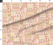 Fabric in Tribal Seashells Mudcloth // Hawaiian Tapa (coral-beige) 21"
