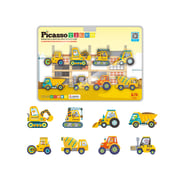 PicassoTiles 8pc Magnet Tile Zoo Animal Set on Construction Vehicles