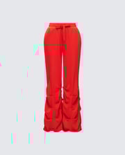 Una Red Stacked Leg Toggle Sweatpant