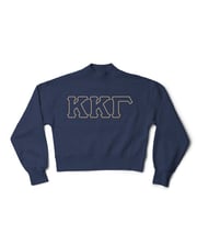 Embroidered Outline Navy Mock Neck Sorority Crewneck
