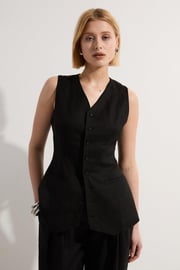 Viscose Linen Woven Longline Vest | Karen Millen
