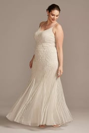 Beaded Sheath V-Neck Dress with Godets