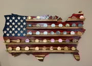 Military Challenge Coin Display Holder Rustic American Wooden Flag, Gifts For Retired Military