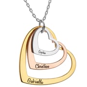 Tricolor Engraved Nesting Heart Necklace