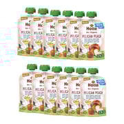 Holle Pelican Peach: Peach, Strawberry, Apple & Oat (6+ months) - 12 Pouches