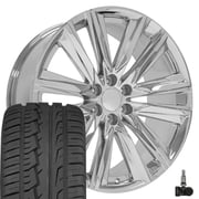 OE Wheels CA91 24x10 6x139.7 Chrome Wheels 305-35-24 Ironman iMove GEN 2 Tires TPMS SET