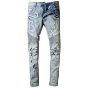 Light Blue Distressed Biker Jeans