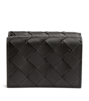 Leather Intrecciato Trifold Wallet