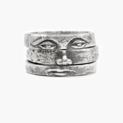 Triple Stack Sterling Silver Face Ring
