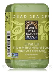 Olive Oil - Triple Milled Mineral Soap Bar with Argan Oil & Shea Butter (Fragrance Free) - 7 oz (200 Grams)