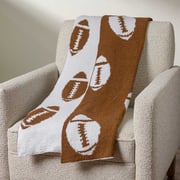White and Brown Football Cloud Throw