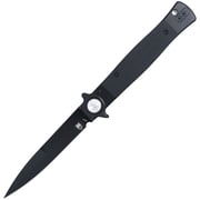 Cobratec STBLBKBK Stiletto Black Button Lock Knife Black G10 Handles