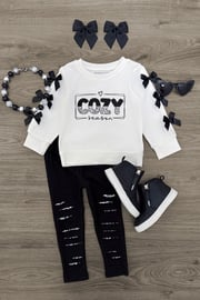 "Cozy Season" White Distressed Legging Set