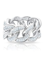Ice'd Bold Chain Ring Finished in Pure Platinum | Sale