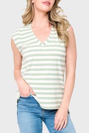 The Favorite Luxe Essentials V-Neck Stripe Tee