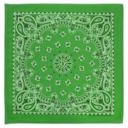1 piece, CM Western Paisley Bandanas in Bulk Imported 100% cotton, Kelly Green, 22" x 22" 