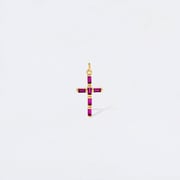 Burgundy Baguette Crystal Cross Charm Pendant
