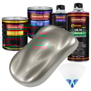Bright Silver Metallic - Urethane Basecoat with Clearcoat Auto Paint (Complete Medium Quart Paint Kit) Professional Gloss Automotive Car Truck Coating