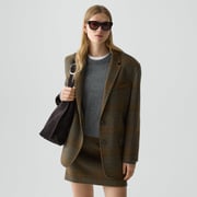 Plaid Wool-Cashmere Oversized Blazer | Theory