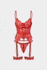 Cut Out Tie Front Backless Lingerie Garter Set