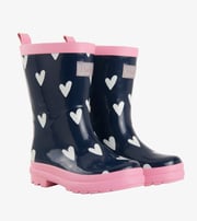 Navy & White Hearts Boots
