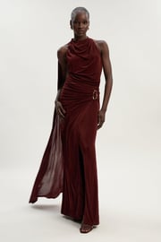 Fluid Tailored Asymmetric Sleeve Midi Dress | Karen Millen