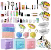 72Pcs Dollhouse Mini Jewelry Storage Case Handbag Towel Cosmetic Set Bathroom Acessories Toothbrush Shampoo Perfume Hair Dryer Comb Purse Decor DIY Doll Backpack Girl Micro Scene