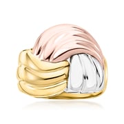 C. 1980 Vintage 14kt Tri-Colored Gold Knot Ring. Size 7